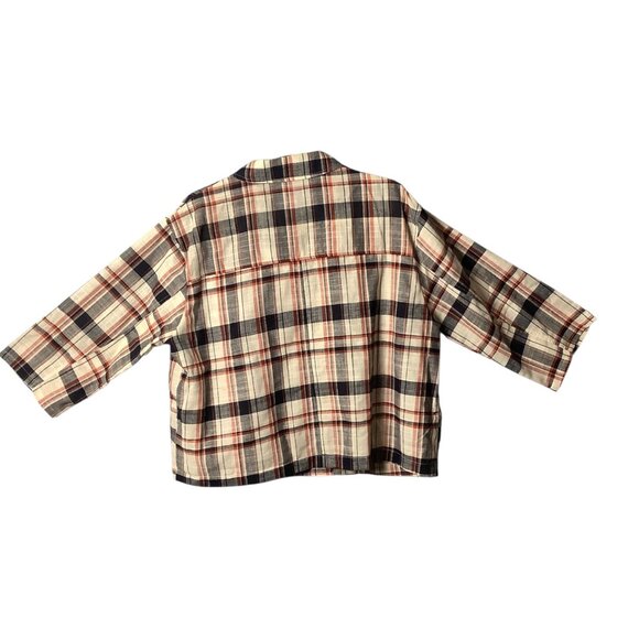 On Blue Plaid Button-Up Jacket Women Sz Large Cotton/Linen Blend NWOT - Picture 8 of 9